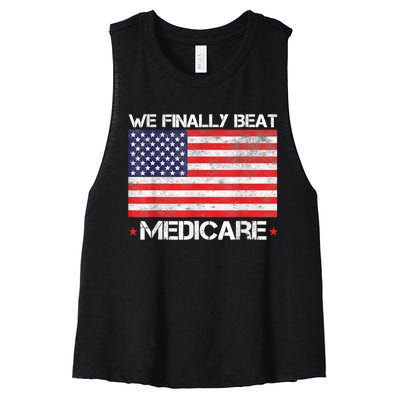 Joe Biden We Finally Beat Medicare Women's Racerback Cropped Tank