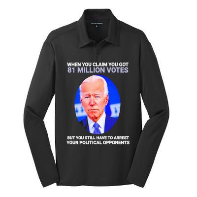 Joe Biden When You Claim You Got 81 Million Votes Silk Touch Performance Long Sleeve Polo