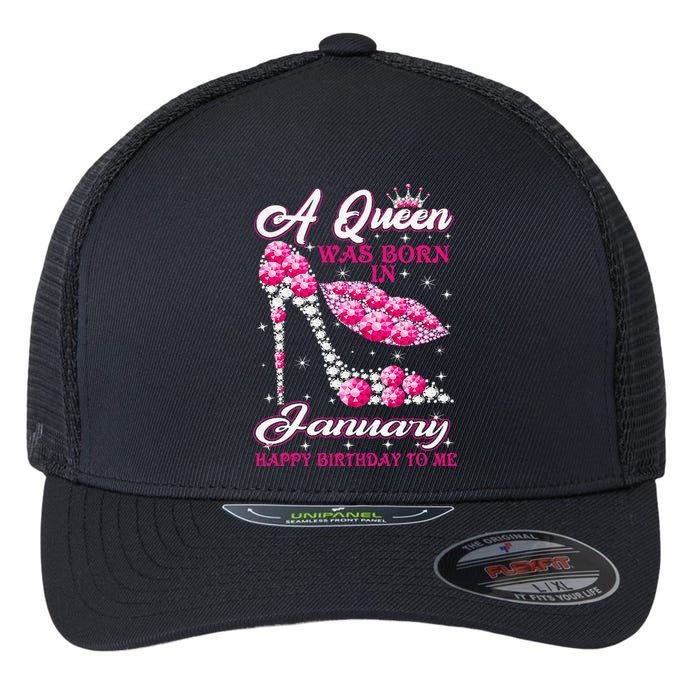 January Birthday Wo Party KissHigh Heel Flexfit Unipanel Trucker Cap