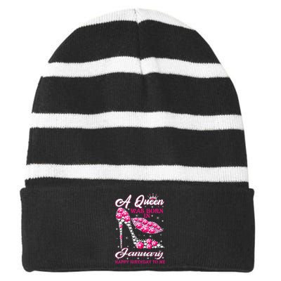 January Birthday Wo Party KissHigh Heel Striped Beanie with Solid Band