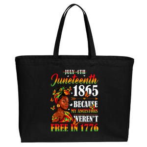 Juneteenth Black Women Because My Ancestor Werent Free 1776 Cotton Canvas Jumbo Tote