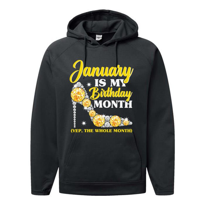 January Birthday Wo Yep The Whole Month Bling Performance Fleece Hoodie