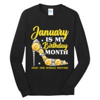 January Birthday Wo Yep The Whole Month Bling Tall Long Sleeve T-Shirt