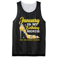 January Birthday Wo Yep The Whole Month Bling Mesh Reversible Basketball Jersey Tank