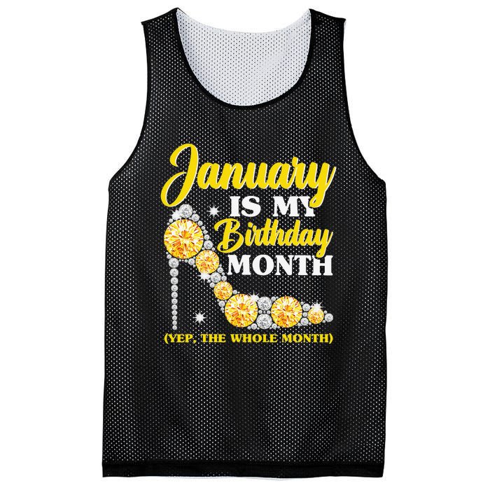 January Birthday Wo Yep The Whole Month Bling Mesh Reversible Basketball Jersey Tank