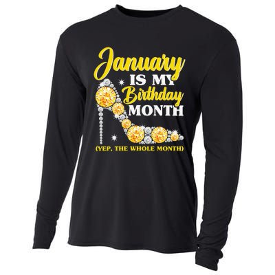 January Birthday Wo Yep The Whole Month Bling Cooling Performance Long Sleeve Crew