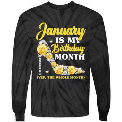 January Birthday Wo Yep The Whole Month Bling Tie-Dye Long Sleeve Shirt