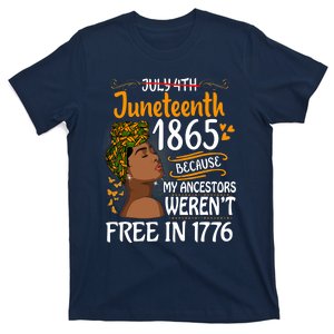 Juneteenth Black Wo Because My Ancestor Weren't Free 1776 T-Shirt