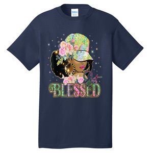 Just Blessed Woman's Cute Tops Religious Black Afro Tall T-Shirt