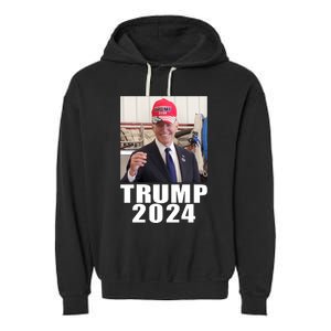 Joe Biden Wearing Trump 2024 Hat Garment-Dyed Fleece Hoodie