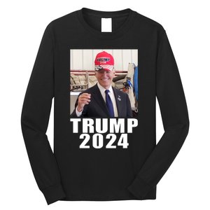 Joe Biden Wearing Trump 2024 Hat Long Sleeve Shirt