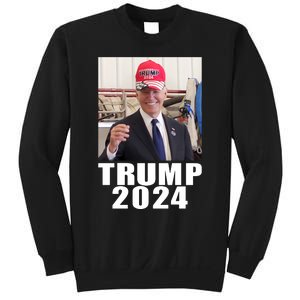 Joe Biden Wearing Trump 2024 Hat Sweatshirt