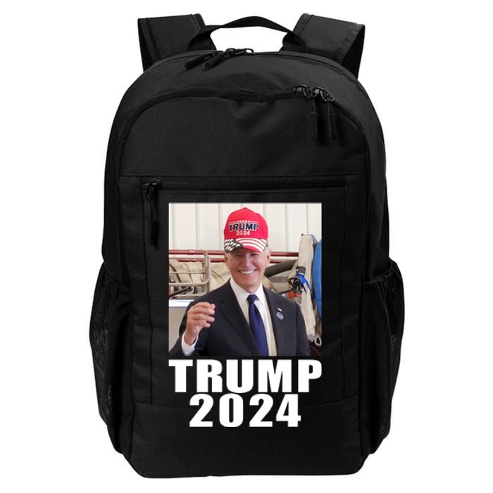 Joe Biden Wearing Trump 2024 Hat Daily Commute Backpack