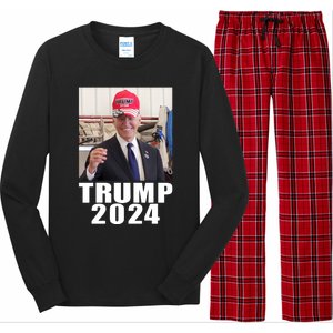 Joe Biden Wearing Trump 2024 Hat Long Sleeve Pajama Set