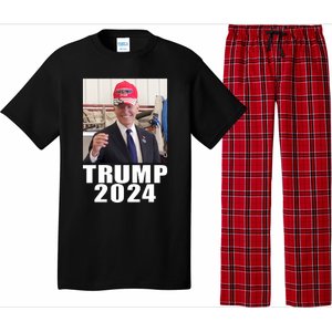 Joe Biden Wearing Trump 2024 Hat Pajama Set