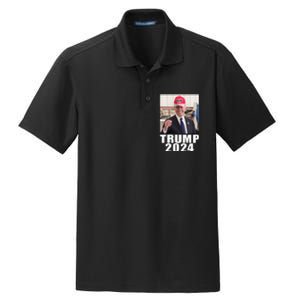 Joe Biden Wearing Trump 2024 Hat Dry Zone Grid Polo