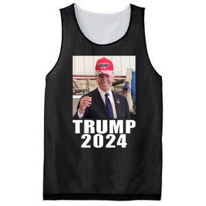 Joe Biden Wearing Trump 2024 Hat Mesh Reversible Basketball Jersey Tank