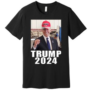 Joe Biden Wearing Trump 2024 Hat Premium T-Shirt