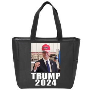 Joe Biden Wearing Trump 2024 Hat Zip Tote Bag