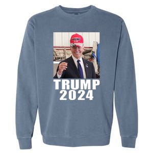 Joe Biden Wearing Trump 2024 Hat Garment-Dyed Sweatshirt