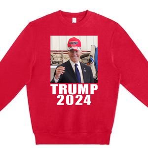 Joe Biden Wearing Trump 2024 Hat Premium Crewneck Sweatshirt