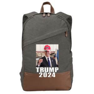 Joe Biden Wearing Trump 2024 Hat Cotton Canvas Backpack