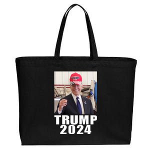 Joe Biden Wearing Trump 2024 Hat Cotton Canvas Jumbo Tote