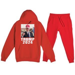 Joe Biden Wearing Trump 2024 Hat Premium Hooded Sweatsuit Set