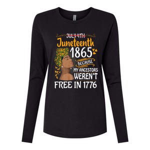 Juneteenth Black Women Because My Ancestor WerenT Free 1776 Womens Cotton Relaxed Long Sleeve T-Shirt