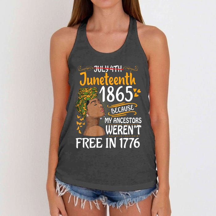 Juneteenth Black Women Because My Ancestor WerenT Free 1776 Women's Knotted Racerback Tank