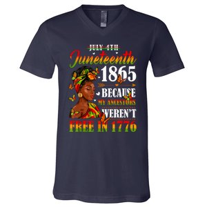 Juneteenth Black Women Because My Ancestor Werent Free 1776 V-Neck T-Shirt