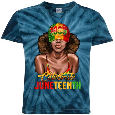 Juneteenth Black Woman Fashion Girl Juneteenth 1865 Black History Month Kids Tie-Dye T-Shirt