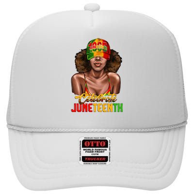 Juneteenth Black Woman Fashion Girl Juneteenth 1865 Black History Month High Crown Mesh Back Trucker Hat