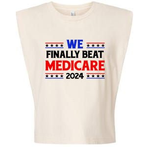 Joe Biden We Finally Beat Medicare Funny Anti Biden Garment-Dyed Women's Muscle Tee