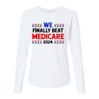 Joe Biden We Finally Beat Medicare Funny Anti Biden Womens Cotton Relaxed Long Sleeve T-Shirt