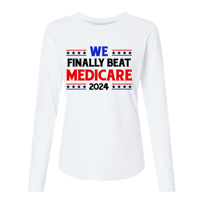 Joe Biden We Finally Beat Medicare Funny Anti Biden Womens Cotton Relaxed Long Sleeve T-Shirt