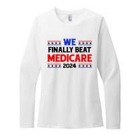 Joe Biden We Finally Beat Medicare Funny Anti Biden Womens CVC Long Sleeve Shirt