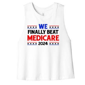 Joe Biden We Finally Beat Medicare Funny Anti Biden Women's Racerback Cropped Tank