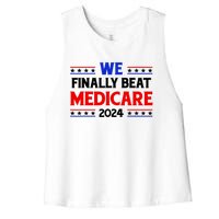 Joe Biden We Finally Beat Medicare Funny Anti Biden Women's Racerback Cropped Tank