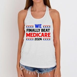 Joe Biden We Finally Beat Medicare Funny Anti Biden Women's Knotted Racerback Tank