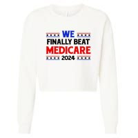 Joe Biden We Finally Beat Medicare Funny Anti Biden Cropped Pullover Crew