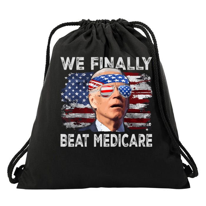 Joe Biden We Finally Beat Medicare Funny Biden Drawstring Bag