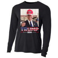 Joe Biden Wearing A Trump Hat Cooling Performance Long Sleeve Crew