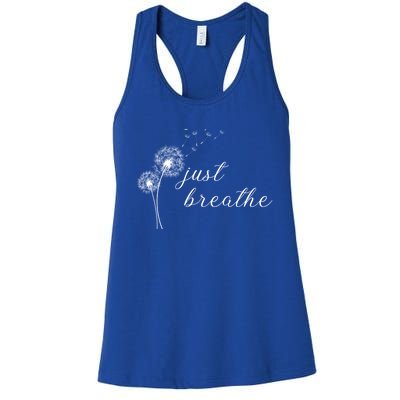 Just Breathe Yoga Dandelion Wildflower Positive Meditation Gift Women's Racerback Tank