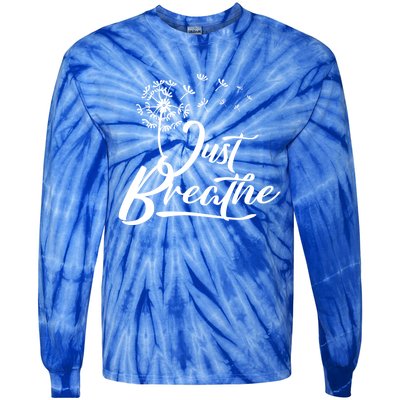 Just Breathe Yoga Meditation Mindfulness Dandelion Wind Funny Gift Tie-Dye Long Sleeve Shirt