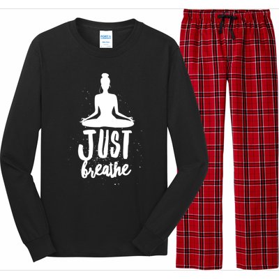 Just Breathe Yoga Namaste Spiritual Zen Meditation Meaningful Gift Long Sleeve Pajama Set