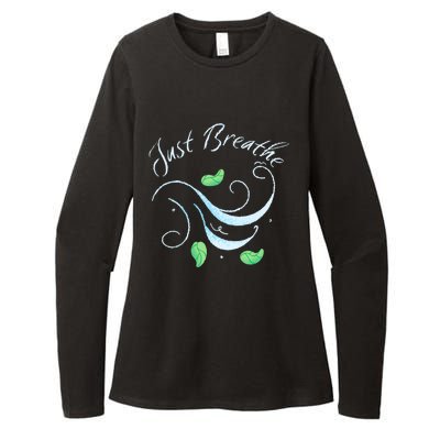 Just Breathe Yoga Meditation Inspirational Relax Tee Gift Womens CVC Long Sleeve Shirt