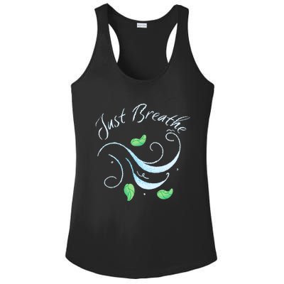 Just Breathe Yoga Meditation Inspirational Relax Tee Gift Ladies PosiCharge Competitor Racerback Tank