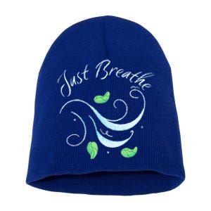 Just Breathe Yoga Meditation Inspirational Relax Tee Gift Short Acrylic Beanie