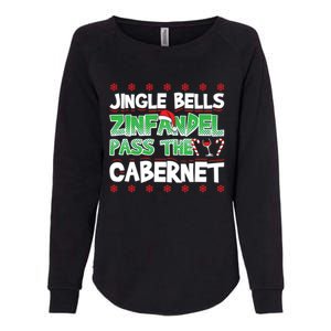 Jingle Bells Zinfandel Pass The Cabernet Womens California Wash Sweatshirt